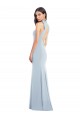 Open Back Light Sky Blue Trumpet High Neck Long Semi Formal Evening Dress / Prom Dress / Bridesmaid Dress York