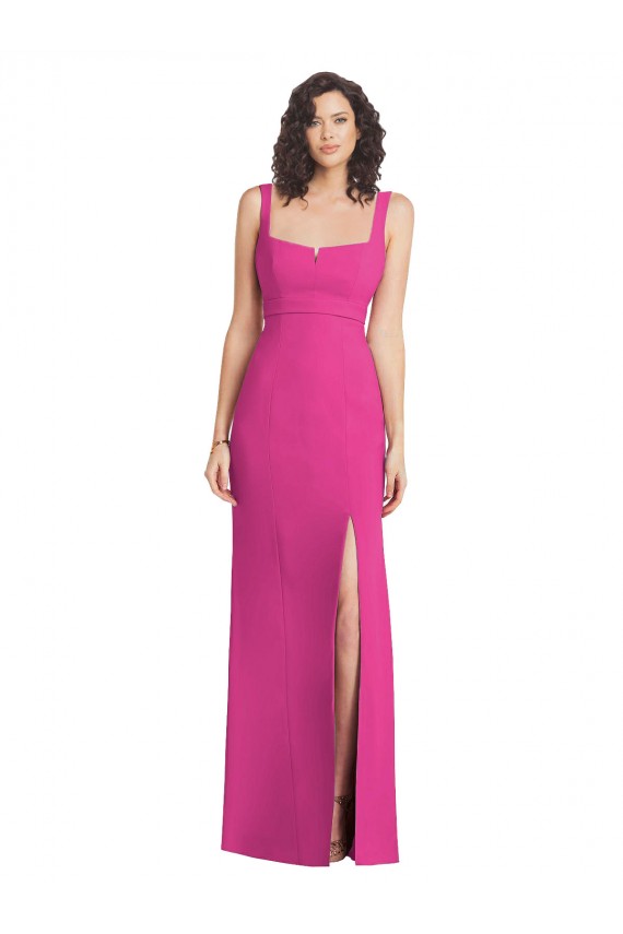 Low Back Fuchsia Trumpet Square Neck Long Semi Formal Evening Dress / Prom Dress / Bridesmaid Dress York