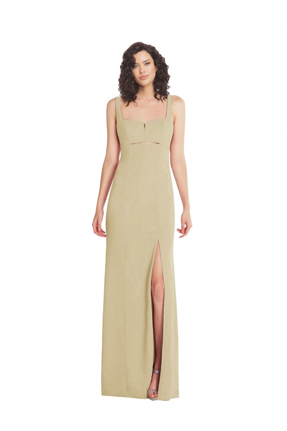 Low Back Champagne Trumpet Square Neck Long Formal Evening Gown / Prom Dress / Bridesmaid Dress York