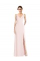 Low Back Pink A-Line V-Neck Long Black Tie Evening Dress / Prom Dress / Bridesmaid Dress York