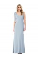 V-Back Light Sky Blue Trumpet V-Neck Long Semi Formal Evening Dress / Prom Dress / Bridesmaid Dress York