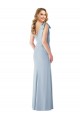 V-Back Light Sky Blue Trumpet V-Neck Long Semi Formal Evening Dress / Prom Dress / Bridesmaid Dress York
