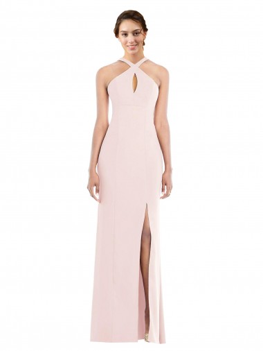 Low Back Pink Trumpet Halter Neck Long Formal Evening Gown / Prom Dress / Bridesmaid Dress York