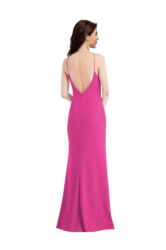 Open Back Fuchsia Trumpet High Neck Long Formal Evening Gown / Prom Dress / Bridesmaid Dress York
