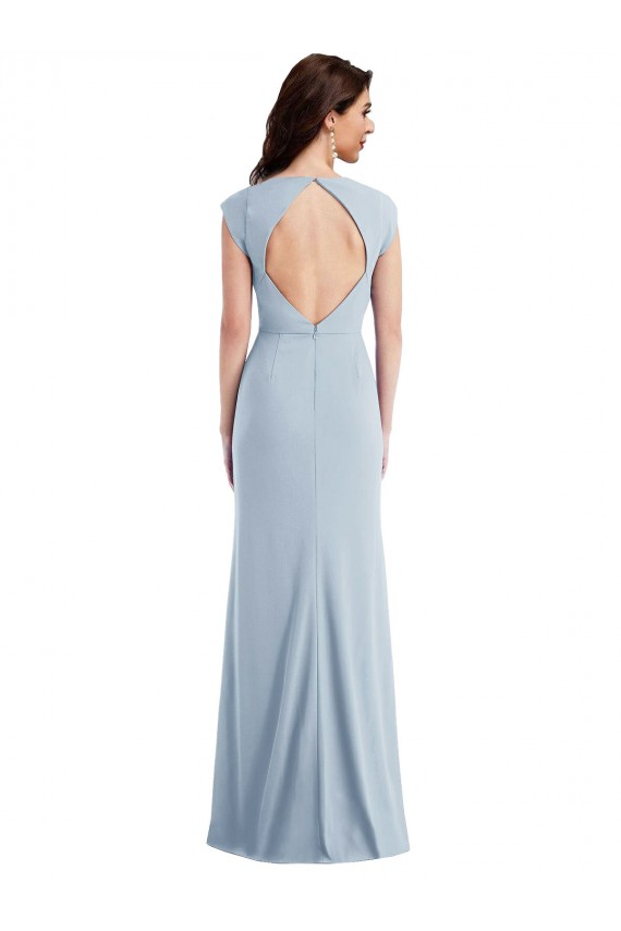 Open Back Light Sky Blue Trumpet Long Formal Evening Gown / Prom Dress / Bridesmaid Dress York