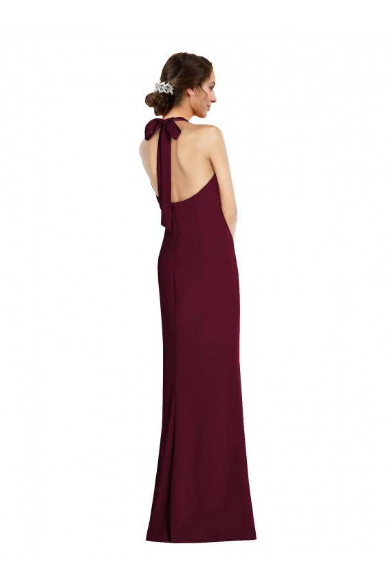 Open Back Burgundy Gold Trumpet Halter Neck Long Semi Formal Evening Dress / Prom Dress / Bridesmaid Dress York