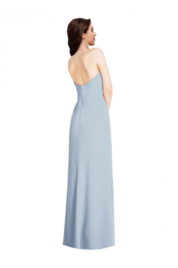 Low Back Light Sky Blue A-Line Strapless Long Formal Evening Gown / Prom Dress / Bridesmaid Dress York