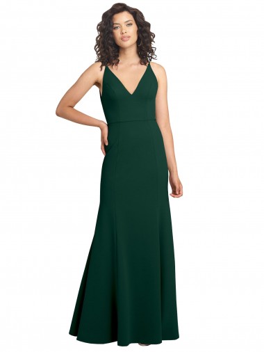 V-Back Midnight Green A-Line V-Neck Long Formal Dress / Bridesmaid Dress York