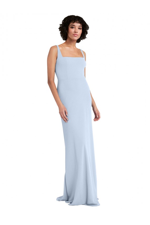 Light Sky Blue Sheath Square Neck Long Prom Dress / Bridesmaid Dress York