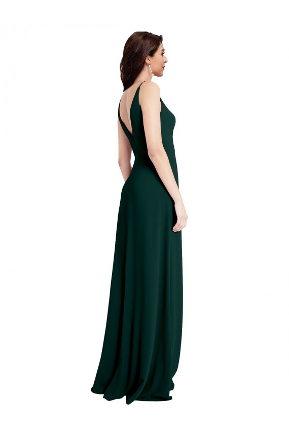 V-Back Midnight Green A-Line V-Neck Long Formal Evening Gown / Prom Dress / Bridesmaid Dress York