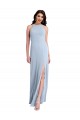 Open Back Light Sky Blue Sheath High Neck Long Formal Evening Gown / Prom Dress / Bridesmaid Dress York
