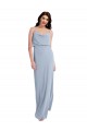 V-Back Smoke Blue Sheath Cowl Neck Long Formal Evening Gown / Prom Dress / Bridesmaid Dress York