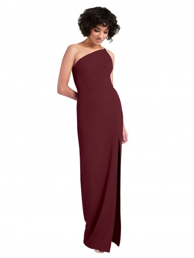 Burgundy Gold Sheath One Shoulder Long Formal Evening Gown / Prom Dress / Bridesmaid Dress York