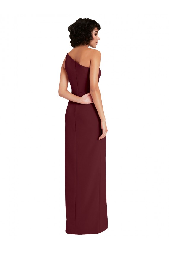 Burgundy Gold Sheath One Shoulder Long Formal Evening Gown / Prom Dress / Bridesmaid Dress York