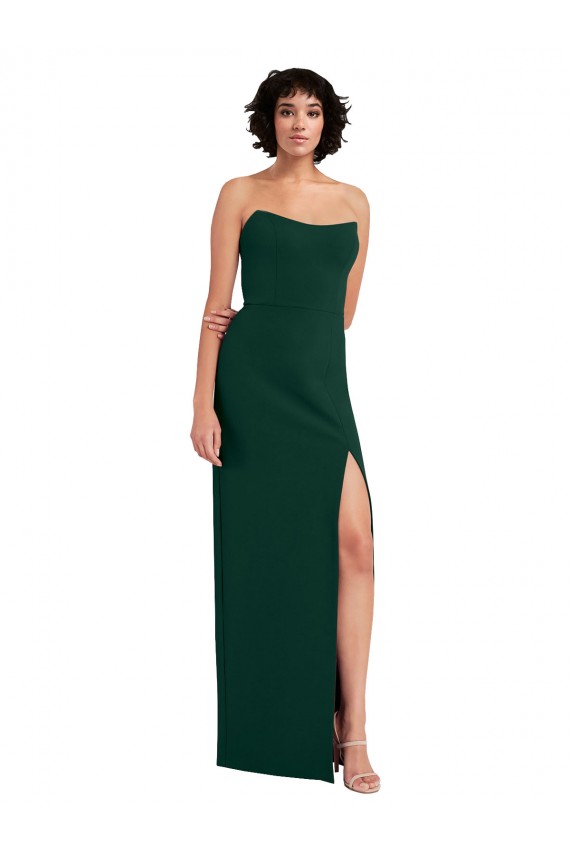 Low Back Midnight Green Sheath Strapless Long Formal Evening Gown / Prom Dress / Bridesmaid Dress York
