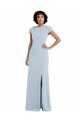 Keyhole Back Light Sky Blue Trumpet Jewel Neck Long Semi Formal Evening Dress / Bridesmaid Dress York