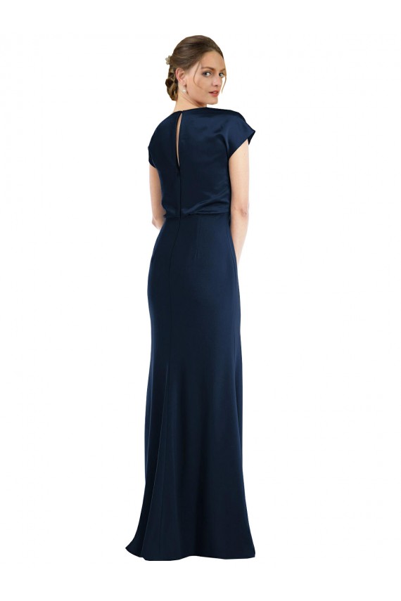 Keyhole Back Dark Navy Trumpet Off the Shoulder Long Formal Evening Gown / Prom Dress / Bridesmaid Dress York