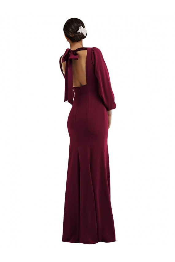 Open Back Burgundy Gold Trumpet Bateau Neck Long Formal Evening Gown / Prom Dress / Bridesmaid Dress York