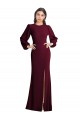 Open Back Burgundy Gold Trumpet Bateau Neck Long Formal Dress / Bridesmaid Dress York