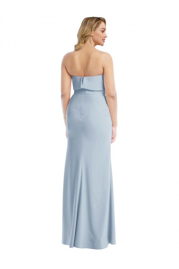Low Back Light Sky Blue Trumpet Strapless Long Semi Formal Evening Dress / Prom Dress / Bridesmaid Dress York