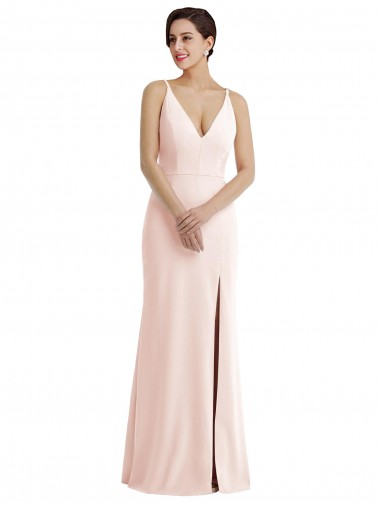 V-Back Pink Trumpet V-Neck Long Formal Evening Gown / Prom Dress / Bridesmaid Dress York