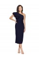 Dark Navy Sheath One Shoulder Midi Length Formal Evening Gown / Prom Dress / Bridesmaid Dress York
