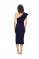 Dark Navy Sheath One Shoulder Midi Length Formal Evening Gown / Prom Dress / Bridesmaid Dress York