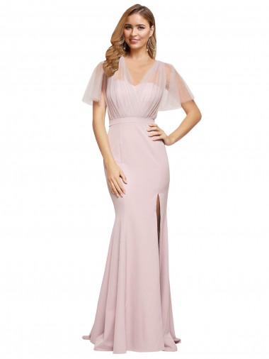 V-Back Mauve Sheath Sweetheart Long Formal Evening Gown / Prom Dress / Bridesmaid Dress York