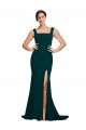 Midnight Green Sheath Square Neck Sweep Train Semi Formal Evening Dress / Prom Dress / Bridesmaid Dress York