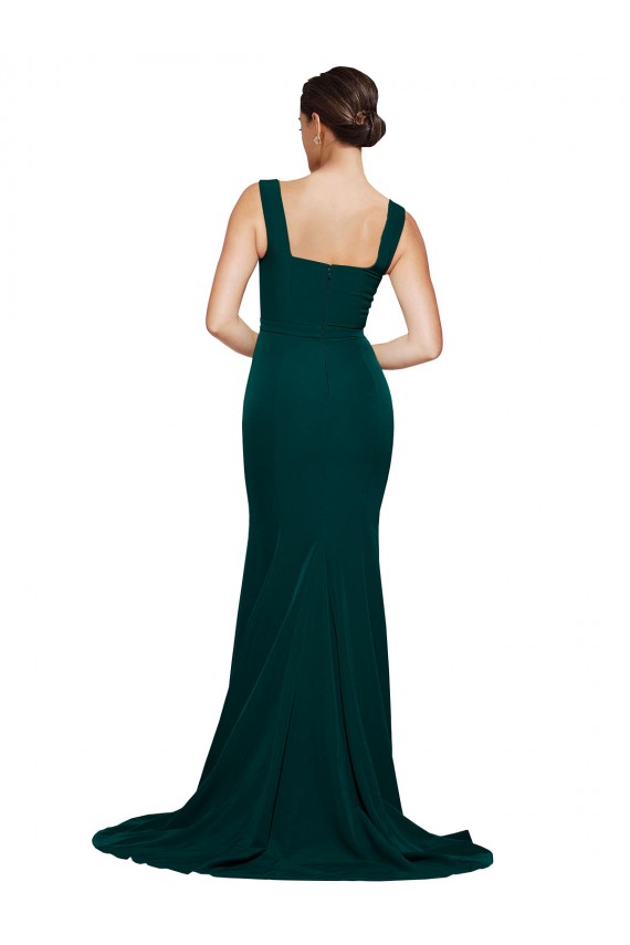 Midnight Green Sheath Square Neck Sweep Train Semi Formal Evening Dress / Prom Dress / Bridesmaid Dress York