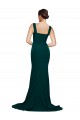 Midnight Green Sheath Square Neck Sweep Train Semi Formal Evening Dress / Prom Dress / Bridesmaid Dress York