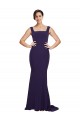 Dark Navy Sheath Square Neck Sweep Train Semi Formal Evening Dress / Prom Dress / Bridesmaid Dress York