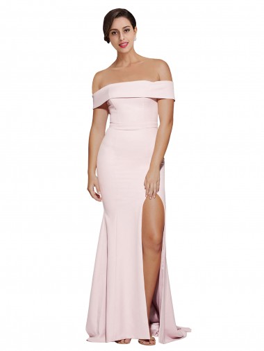 Low Back Pink Sheath Square Neck Sweep Train Formal Evening Gown / Prom Dress / Bridesmaid Dress York
