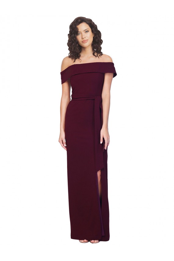 Low Back Burgundy Gold Sheath Square Neck Long Formal Evening Gown / Prom Dress / Bridesmaid Dress York