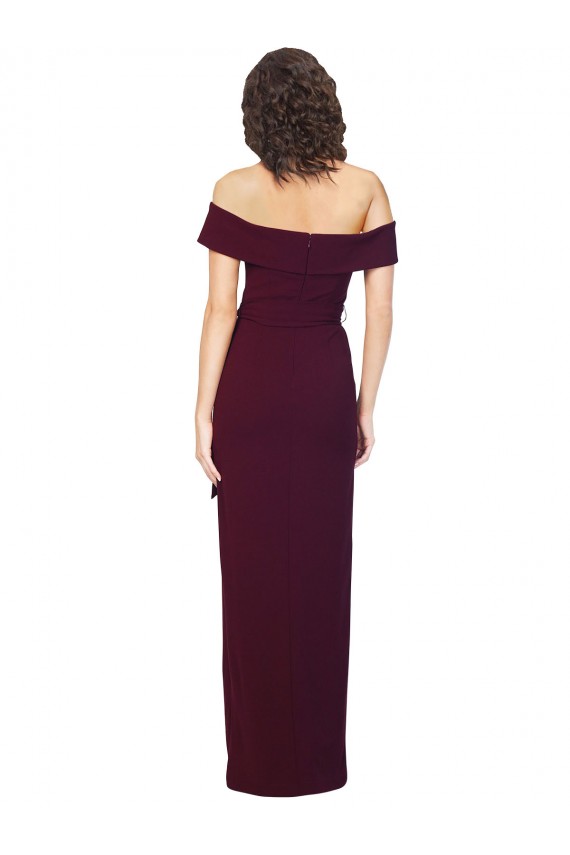 Low Back Burgundy Gold Sheath Square Neck Long Formal Evening Gown / Prom Dress / Bridesmaid Dress York