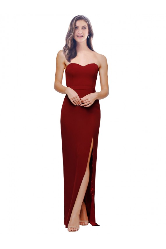 Low Back Burgundy Sheath Sweetheart Long Bridesmaid Dress / Evening Dress York