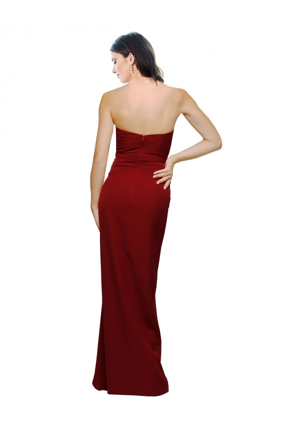 Low Back Burgundy Sheath Sweetheart Long Bridesmaid Dress / Evening Dress York