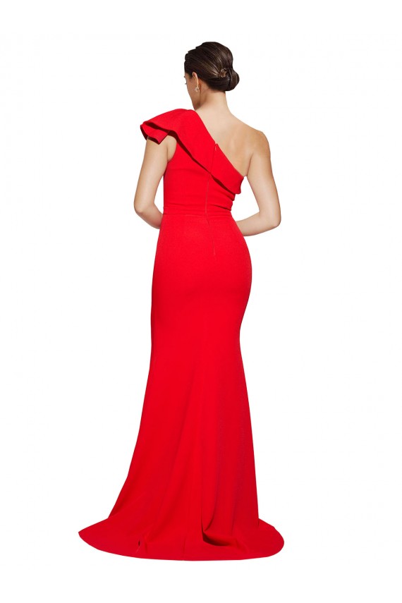 Red Sheath One Shoulder Sweep Train Semi Formal Evening Dress / Prom Dress / Bridesmaid Dress York