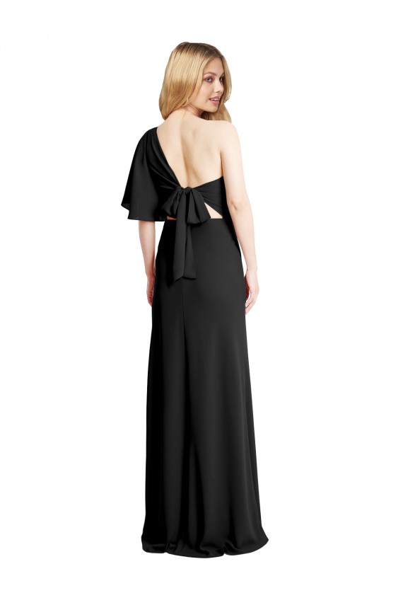 Black Sheath One Shoulder Flutter Sleeves Long Formal Evening Gown / Prom Dress / Bridesmaid Dress York