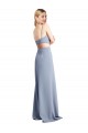 Open Back Smoke Blue A-Line Scoop Neck Long Prom Dress / Bridesmaid Dress York