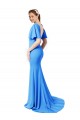 V-Back Peacock Blue Mermaid, Sheath V-Neck Sweep Train Prom Dress / Bridesmaid Dress York