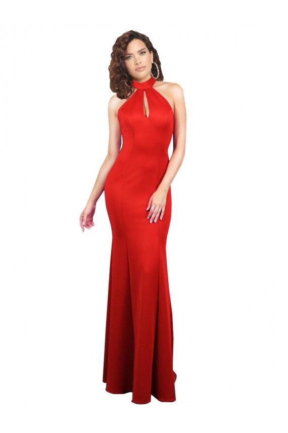 Keyhole Back Red Mermaid Halter Neck Long Formal Evening Gown / Prom Dress / Bridesmaid Dress York