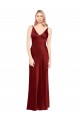V-Back Burgundy A-Line V-Neck Long Formal Evening Gown / Prom Dress / Bridesmaid Dress York