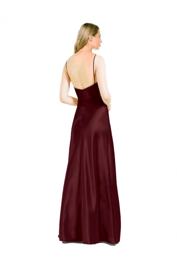 Burgundy Gold A-Line V-Neck Long Bridesmaid Dress / Evening Dress York