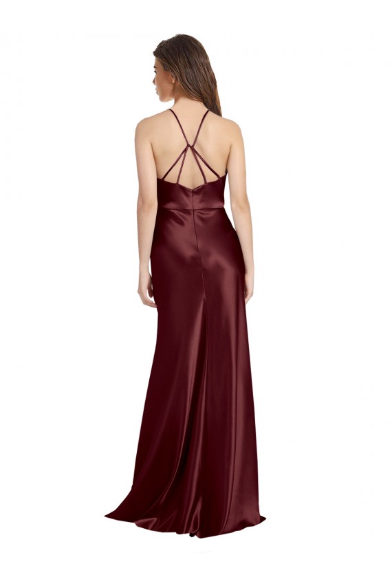 Burgundy Gold A-Line V-Neck Long Formal Evening Gown / Prom Dress / Bridesmaid Dress York