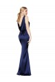 Low Back Dark Navy Sheath High Neck Long Formal Evening Gown / Prom Dress / Bridesmaid Dress York