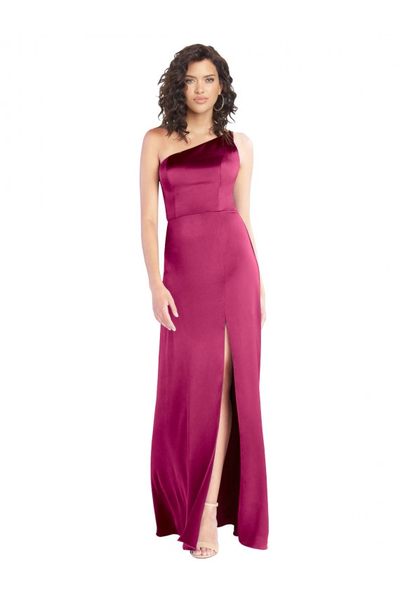 Open Back Fuchsia A-Line One Shoulder Long Formal Evening Gown / Prom Dress / Bridesmaid Dress York
