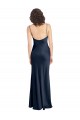 Open Back Dark Navy A-Line Cowl Neck Long Black Tie Evening Gown / Prom Dress / Bridesmaid Dress York