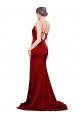 Open Back Burgundy Sheath Cowl Neck Sweep Train Black Tie Evening Gown / Prom Dress / Bridesmaid Dress York