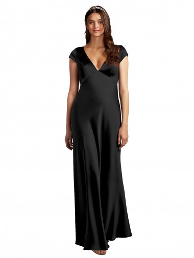 Keyhole Back Black A-Line V-Neck Long Formal Evening Gown / Prom Dress / Bridesmaid Dress York